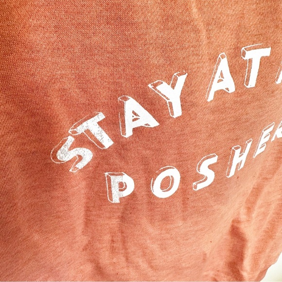 Oscilatey Stay Home Posher Graphic Print Short Sleeve Sweatshirt Womens Oversize - Picture 3 of 8